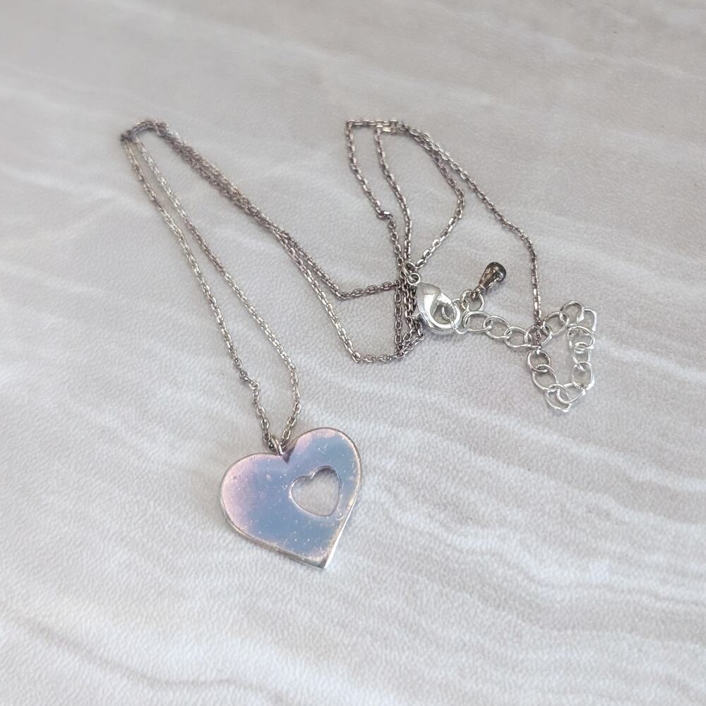 Heart Shape Pendant Necklace - Heavy Tarnish / Discoloration
